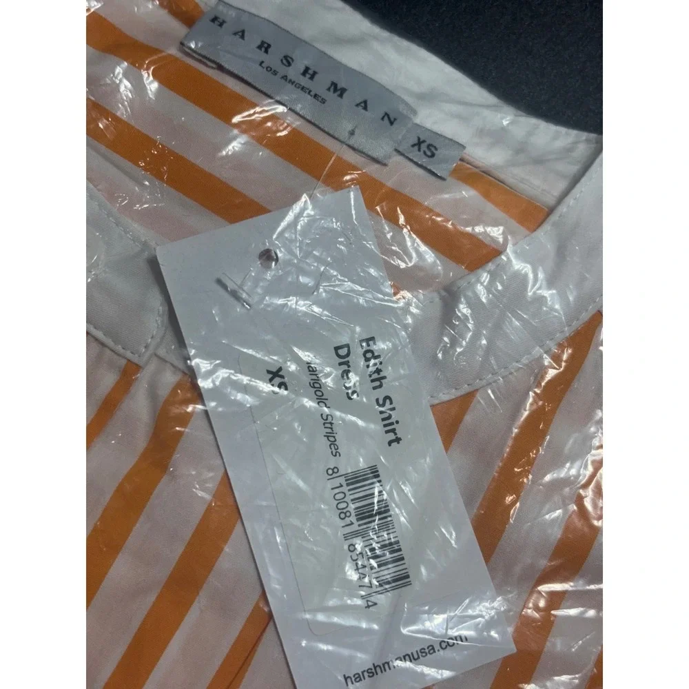 Harshman NEW Edith Midi Sleeveless Shirt Dress in Marigold/White‎ Size X-Small